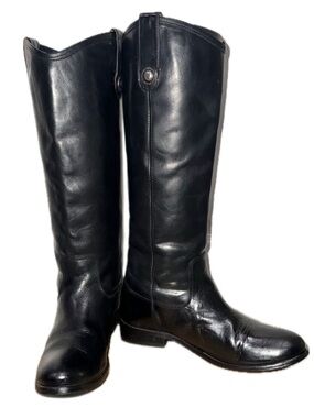FRYE Melissa Button Riding Boots Black Leather Tall Equestrian | US Women's Sz 7